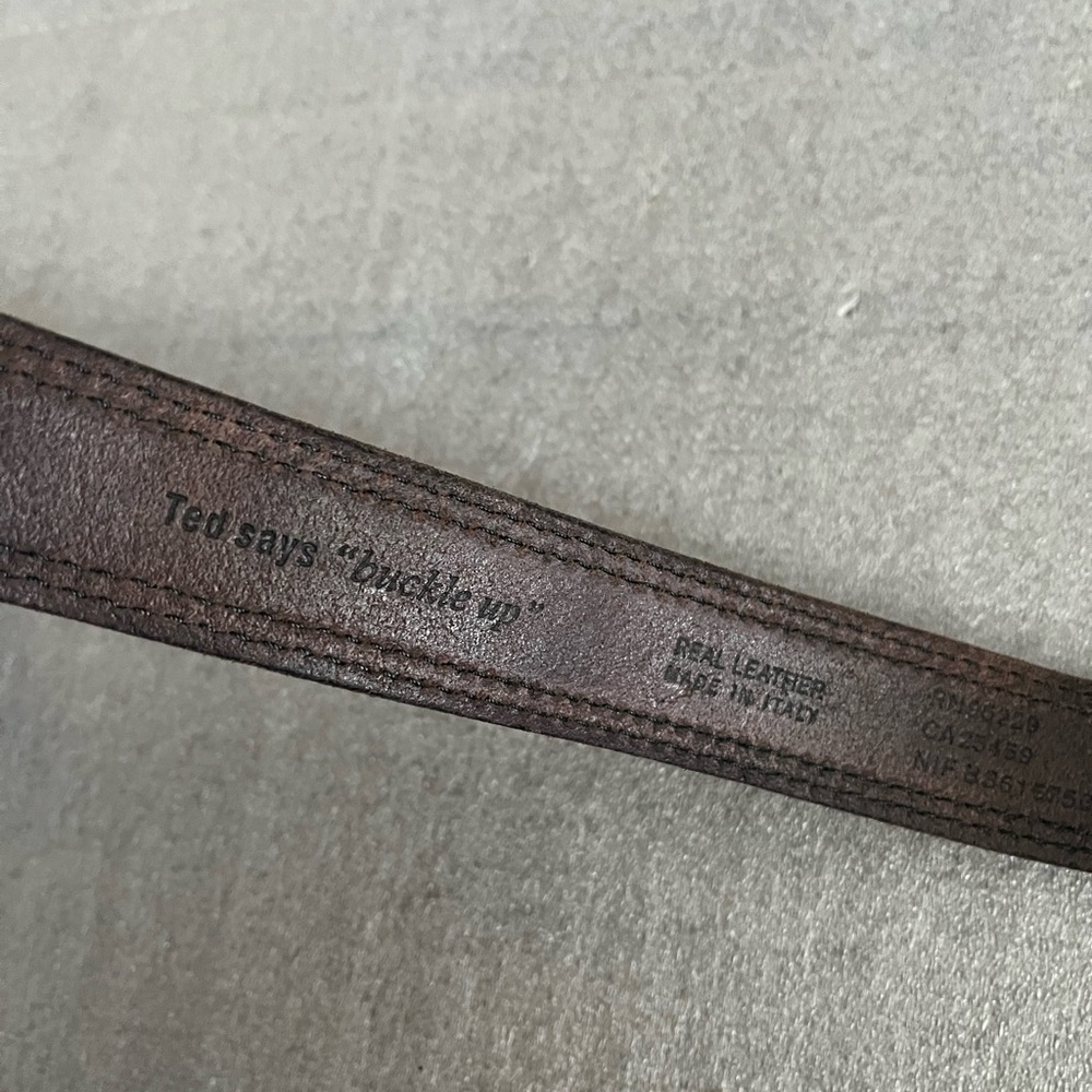 [34”/Max 45”]Ted Baker Dark Brown Leather Belt with Brassed Buckle- Italy - Picture 5 of 8